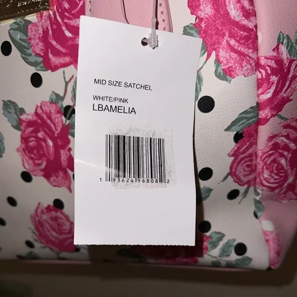 🚫SOLD🚫 Betsey Johnson Pink Floral Polka Dot Amelia Satchel - Picture 5 of 9